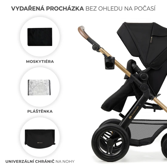 Kombinovaný kočárek Moov 2 Air 3v1 Pure Black Kinderkraft KSMOOV02BLK0000