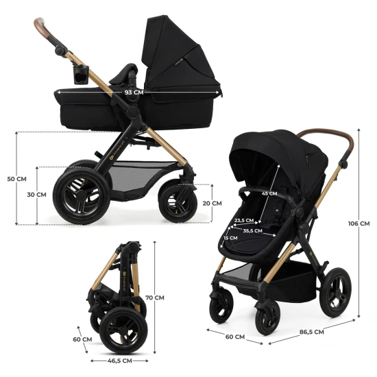 Kombinovaný kočárek Moov 2 Air 3v1 Pure Black Kinderkraft KSMOOV02BLK0000