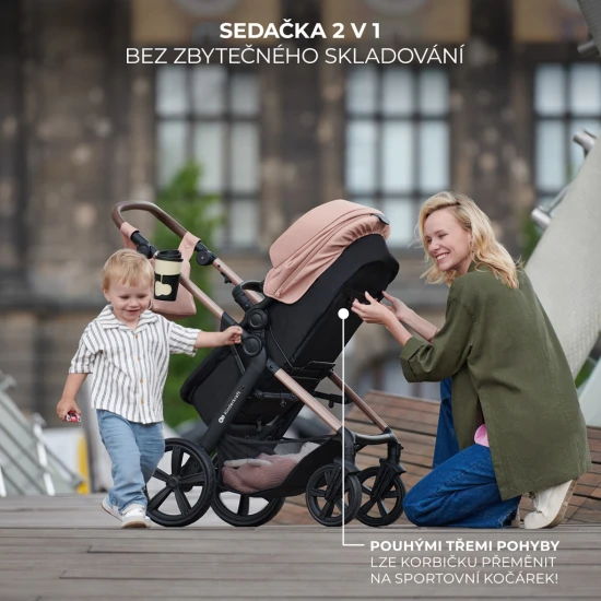 Kombinovaný kočárek Moov 2 Air 3v1 Pure Black Kinderkraft KSMOOV02BLK0000