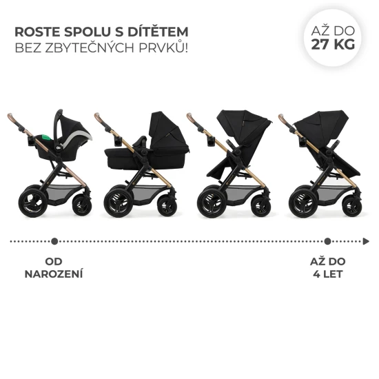 Kombinovaný kočárek Moov 2 Air 3v1 Pure Black Kinderkraft KSMOOV02BLK0000