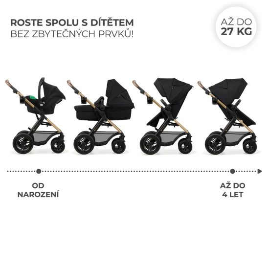 Kombinovaný kočárek Moov 2 Air 3v1 Pure Black Kinderkraft KSMOOV02BLK0000