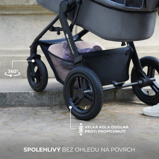 Kombinovaný kočárek Moov 2 Air 3v1 Pure Black Kinderkraft KSMOOV02BLK0000
