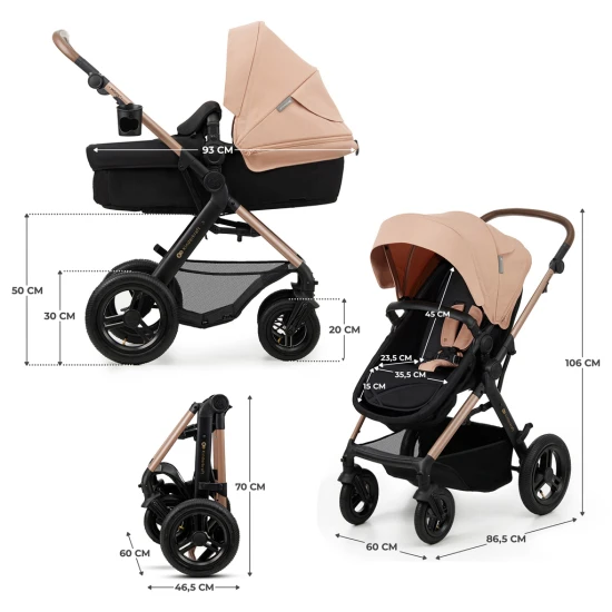Kombinovaný kočárek Moov 2 Air 3v1 Sand Beige Kinderkraft KSMOOV02BEG0000