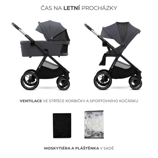 Kombinovaný kočárek Nea 2 2v1 Dark Grey Kinderkraft KSNEA002DGR2000