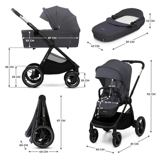 Kombinovaný kočárek Nea 2 2v1 Dark Grey Kinderkraft KSNEA002DGR2000