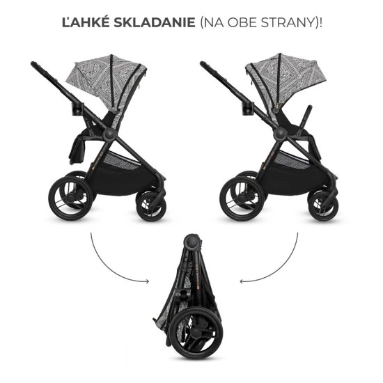 Kombinovaný kočárek Nea 2 2v1 Lunar Black Bizuu Kinderkraft KSNEA002BLKBI00