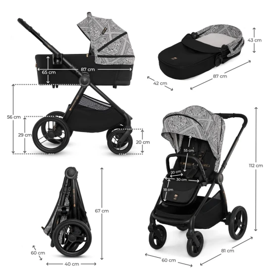 Kombinovaný kočárek Nea 2 2v1 Lunar Black Bizuu Kinderkraft KSNEA002BLKBI00
