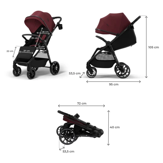 Sportovní kočárek Grande 2 Dark Ruby Kinderkraft KSGRAN02BRG0000