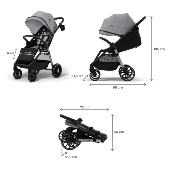 Sportovní kočárek Grande 2 Moonlight Grey Kinderkraft KSGRAN02GRY0000
