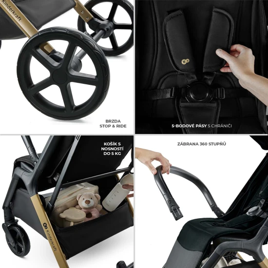 Sportovní kočárek Loom Black Kinderkraft KSLOOM00BLK0000