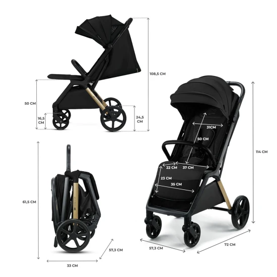 Sportovní kočárek Loom Black Kinderkraft KSLOOM00BLK0000