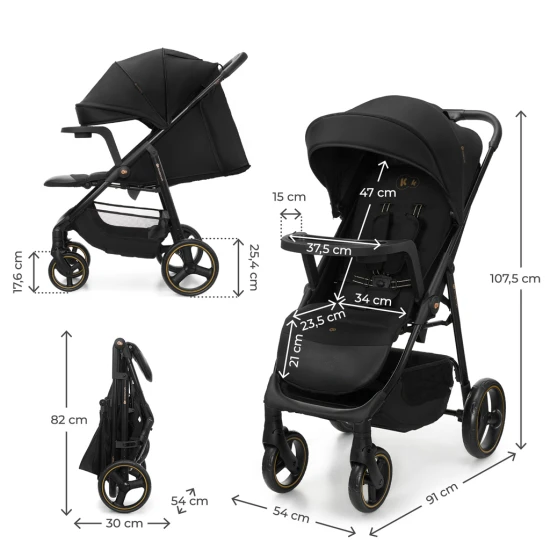 Sportovní kočárek Trig 3 Tray Onyx Black Kinderkraft KSTRIG03BLK000T
