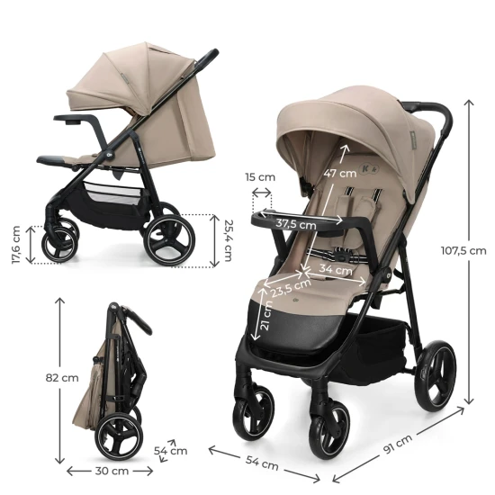Sportovní kočárek Trig 3 Tray Stone Beige Kinderkraft KSTRIG03BEG000T