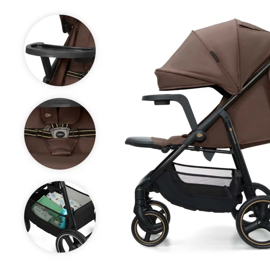 Sportovní kočárek Trig 3 Tray Velvet Mocca Kinderkraft KSTRIG03BRW000T