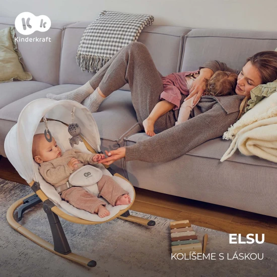 Lehátko Elsu Grey, do 9 kg Kinderkraft KBELSU00GRY0000