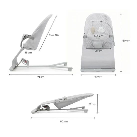 Houpavé lehátko Mimi Light grey, do 9 kg Kinderkraft KBMIMI00LGR0000