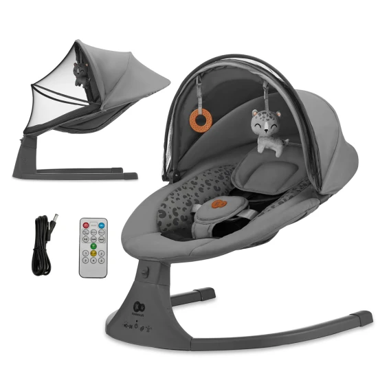 Houpavé lehátko s melodií 2v1 Lumi, do 9 kg, Premium Dark Grey Kinderkraft KBLUMI02DGR0000