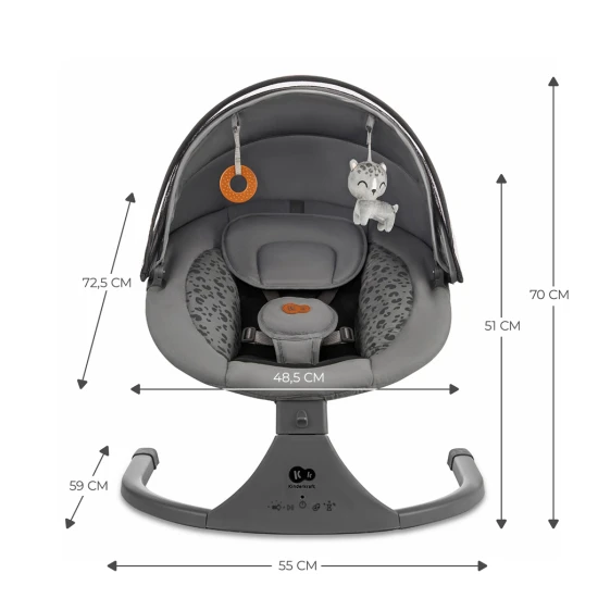Houpavé lehátko s melodií 2v1 Lumi, do 9 kg, Premium Dark Grey Kinderkraft KBLUMI02DGR0000