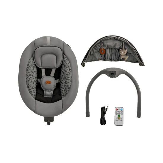 Houpavé lehátko s melodií 2v1 Lumi, do 9 kg, Premium Dark Grey Kinderkraft KBLUMI02DGR0000