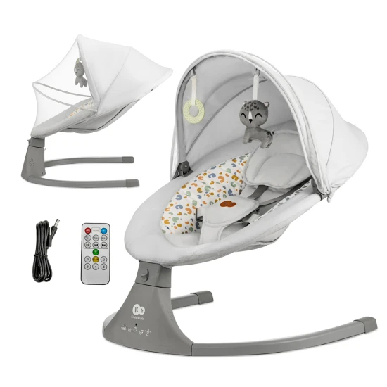 Houpavé lehátko s melodií 2v1 Lumi, do 9 kg, Premium Light Grey Kinderkraft KBLUMI02LGR0000