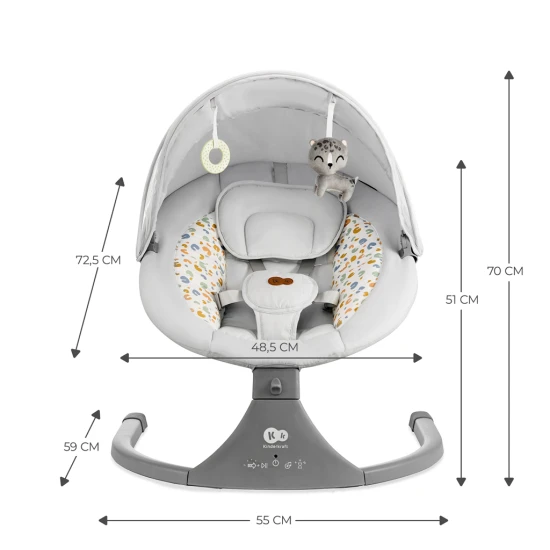 Houpavé lehátko s melodií 2v1 Lumi, do 9 kg, Premium Light Grey Kinderkraft KBLUMI02LGR0000