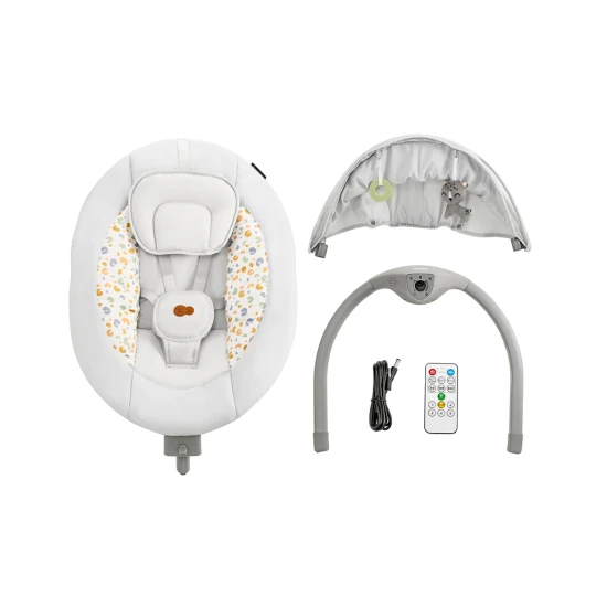 Houpavé lehátko s melodií 2v1 Lumi, do 9 kg, Premium Light Grey Kinderkraft KBLUMI02LGR0000