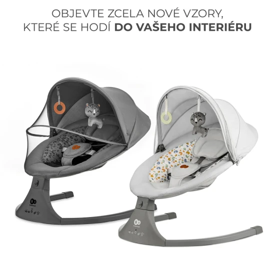 Houpavé lehátko s melodií 2v1 Lumi, do 9 kg, Premium Light Grey Kinderkraft KBLUMI02LGR0000