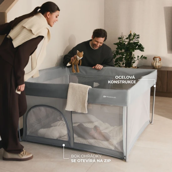 Skládací dětská ohrádka Ziki Light Grey Kinderkraft KLZIKI00GRY0000