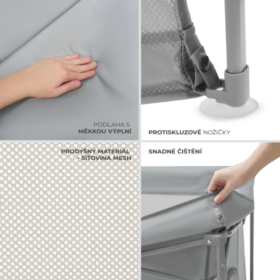 Skládací dětská ohrádka Ziki Light Grey Kinderkraft KLZIKI00GRY0000