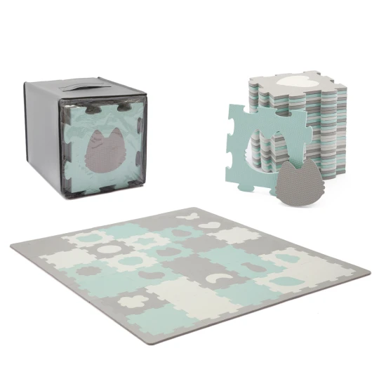 Pěnová puzzle podložka Luno Shapes 185 x 165 cm Mint, 30ks, Premium Kinderkraft KPLUSH00MIN0000