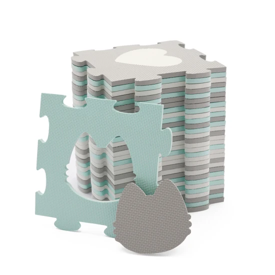 Pěnová puzzle podložka Luno Shapes 185 x 165 cm Mint, 30ks, Premium Kinderkraft KPLUSH00MIN0000