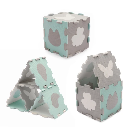 Pěnová puzzle podložka Luno Shapes 185 x 165 cm Mint, 30ks, Premium Kinderkraft KPLUSH00MIN0000