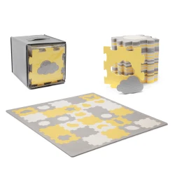 Pěnová puzzle podložka Luno Shapes 185 x 165 cm Yellow, 30ks, Premium