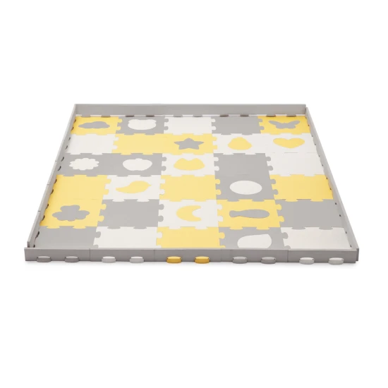 Pěnová puzzle podložka Luno Shapes 185 x 165 cm Yellow, 30ks, Premium Kinderkraft KPLUSH00YEL0000