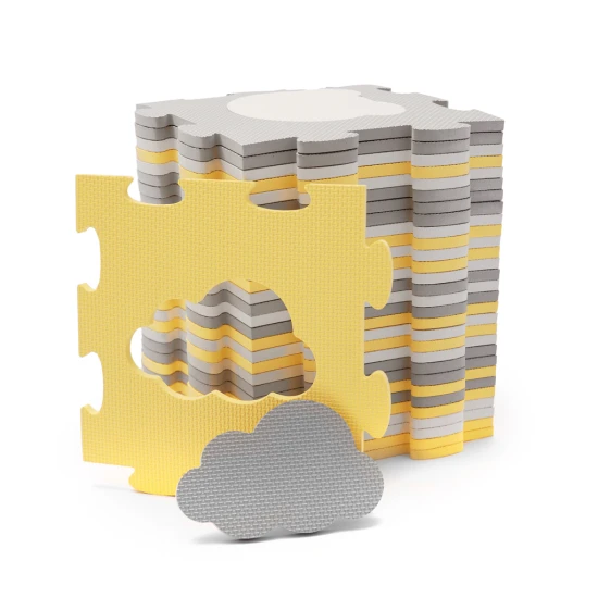 Pěnová puzzle podložka Luno Shapes 185 x 165 cm Yellow, 30ks, Premium Kinderkraft KPLUSH00YEL0000