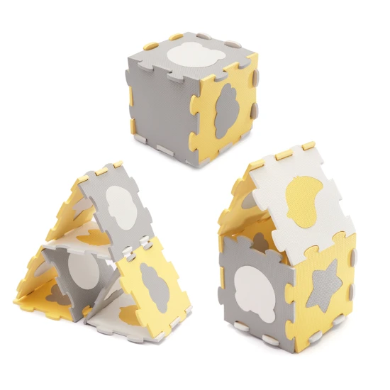 Pěnová puzzle podložka Luno Shapes 185 x 165 cm Yellow, 30ks, Premium Kinderkraft KPLUSH00YEL0000