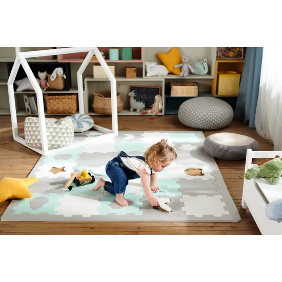 Pěnová puzzle podložka Luno Shapes 185 x 165 cm Yellow, 30ks, Premium Kinderkraft KPLUSH00YEL0000