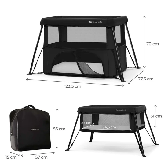 Cestovní postýlka Cami Black Cestovní postýlka Cami Black Kinderkraft KLCAMI00BLK0000