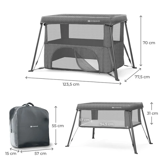 Cestovní postýlka Cami Grey Kinderkraft KLCAMI00GRY0000