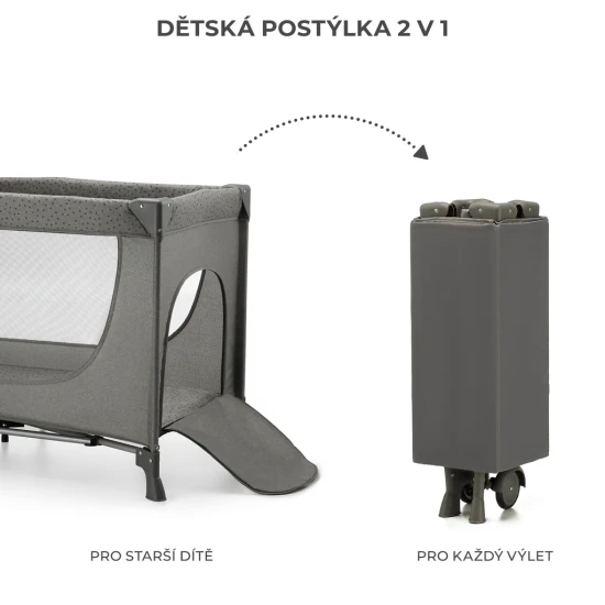 Cestovní postýlka Joy 2 Dark grey Kinderkraft KLJOY02DGR00000