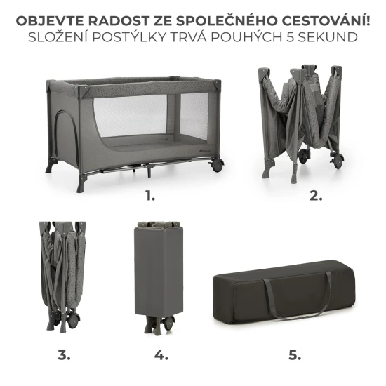 Cestovní postýlka Joy 2 Dark grey Kinderkraft KLJOY02DGR00000