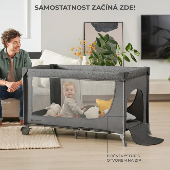 Cestovní postýlka Joy 2 Dark grey Kinderkraft KLJOY02DGR00000