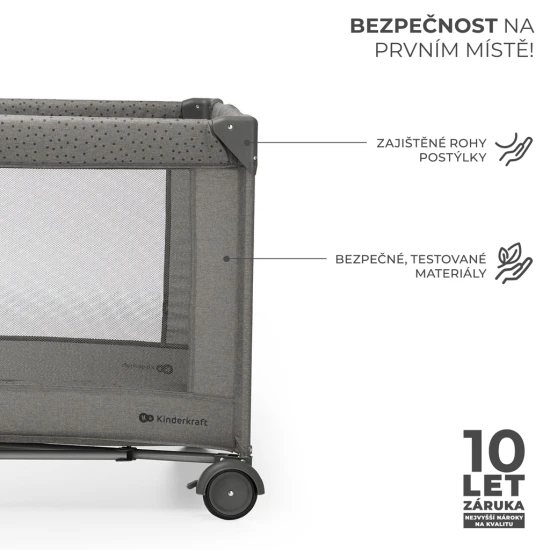 Cestovní postýlka Joy 2 Dark grey Kinderkraft KLJOY02DGR00000