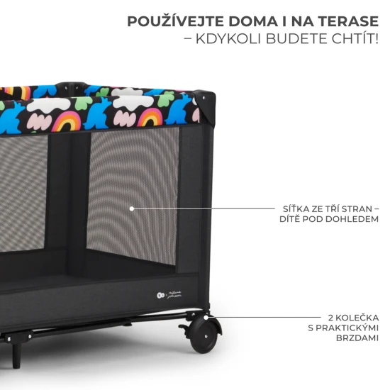 Cestovní postýlka Joy 2 Happy shapes Kinderkraft KLJOY02HAP0000