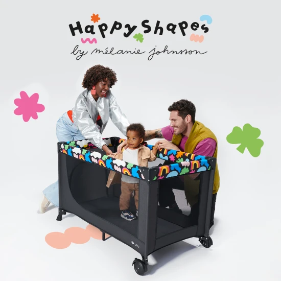 Cestovní postýlka Joy 2 Happy shapes Kinderkraft KLJOY02HAP0000