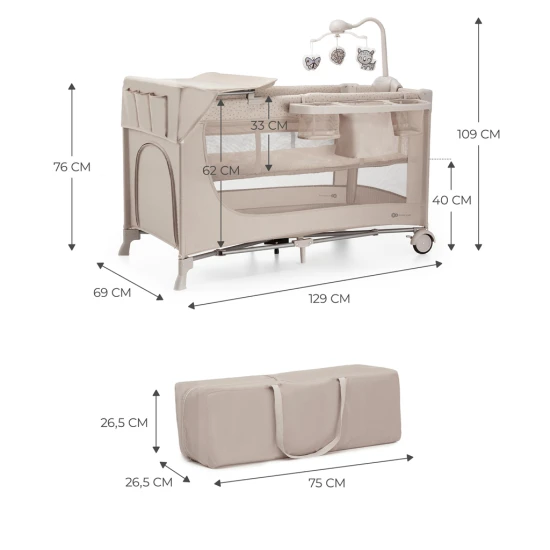 Cestovní postýlka Joy 2 s příslušenstvím Beige Kinderkraft KLJOY02BEG000AC