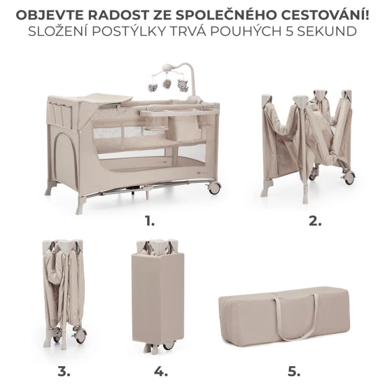 Cestovní postýlka Joy 2 s příslušenstvím Beige Kinderkraft KLJOY02BEG000AC