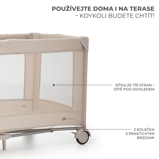 Cestovní postýlka Joy 2 s příslušenstvím Beige Kinderkraft KLJOY02BEG000AC