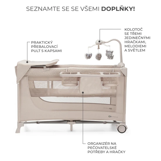 Cestovní postýlka Joy 2 s příslušenstvím Beige Kinderkraft KLJOY02BEG000AC