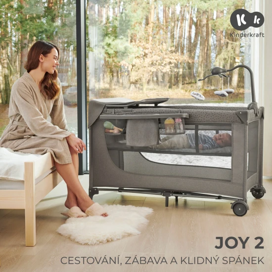 Cestovní postýlka Joy 2 s příslušenstvím Dark grey Kinderkraft KLJOY02DGR000AC